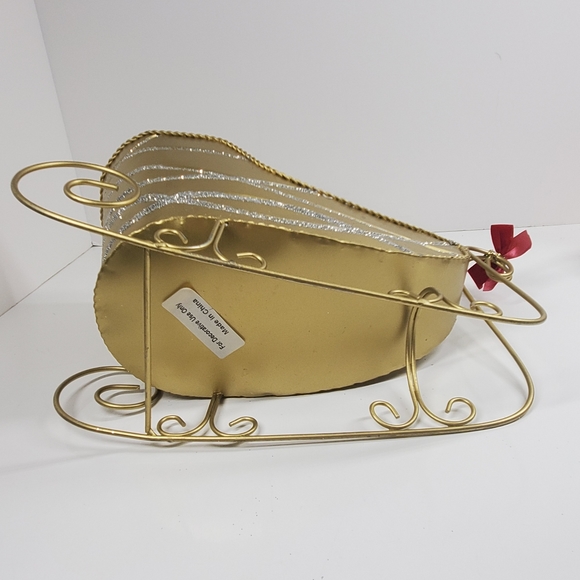 Gold Christmas Holiday Sleigh Decoration - Picture 12 of 12